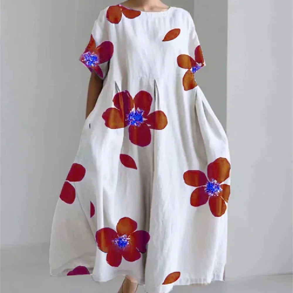 Robe longue rétro géométrique - Décontractée et élégante