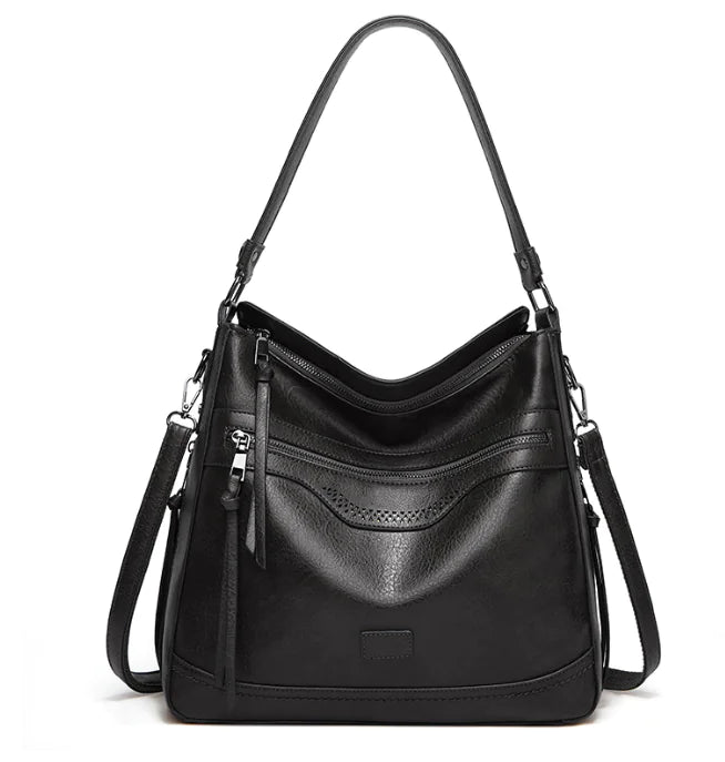 Elegant Multi-Pocket Leather Tote Bag for Women