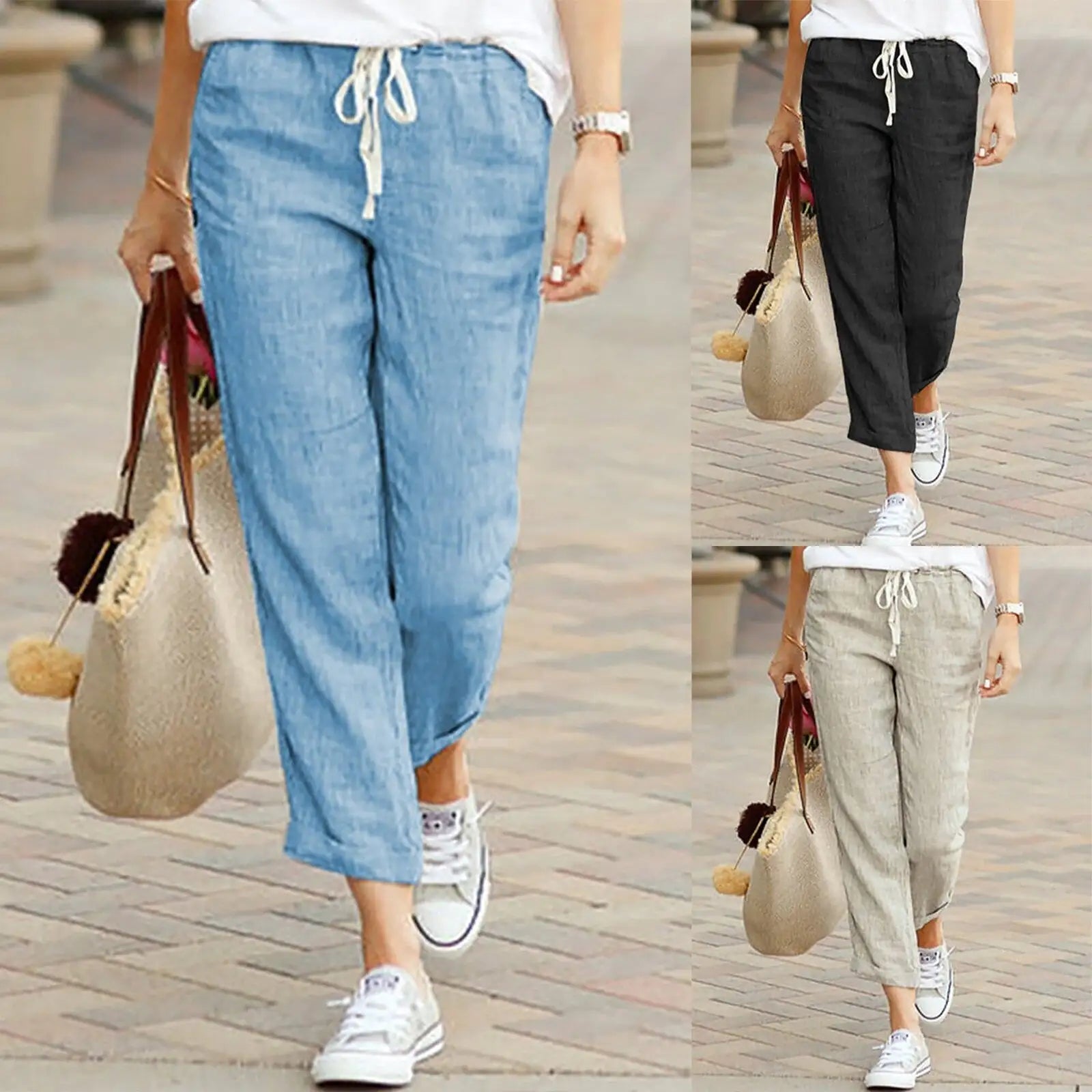 Elegant Drawstring Elastic Waist Pants