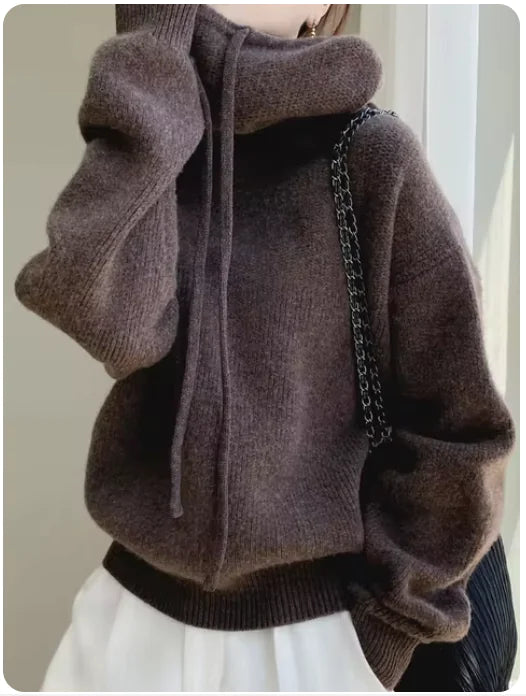 Chic Australian Wool Hooded Sweater for Women - Cozy & Stylish