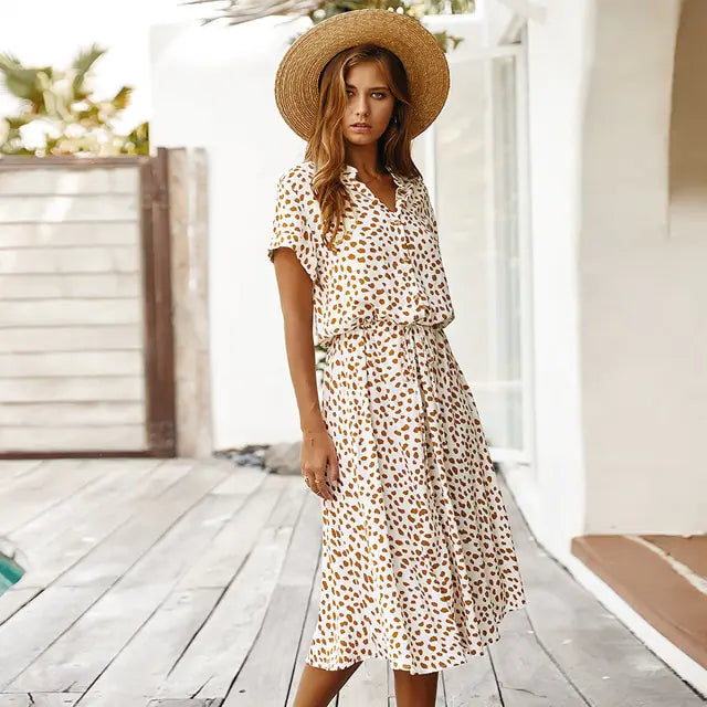 Robe chemise élégante à pois pour femme - Chic et polyvalente