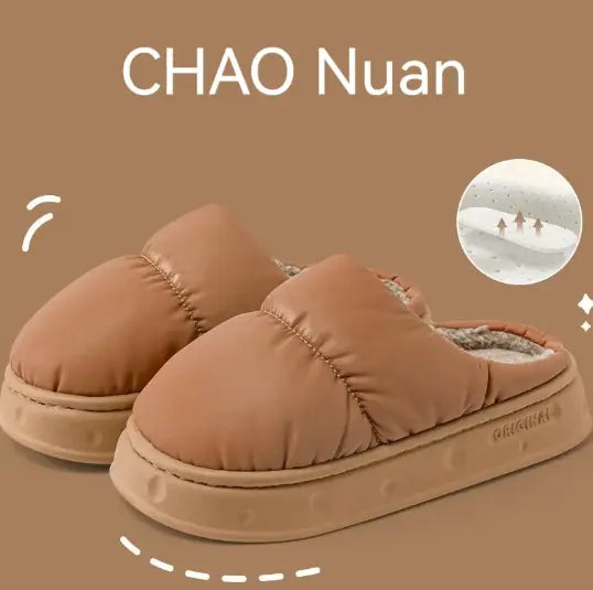 Chaussons d'intérieur/extérieur luxueux en peluche de coton