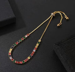 Stunning Adjustable Crystal Bracelet with Multicolor Zircon Accents