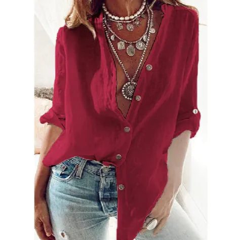 Cardigan doux à col en V - Mélange de coton confortable, manches longues