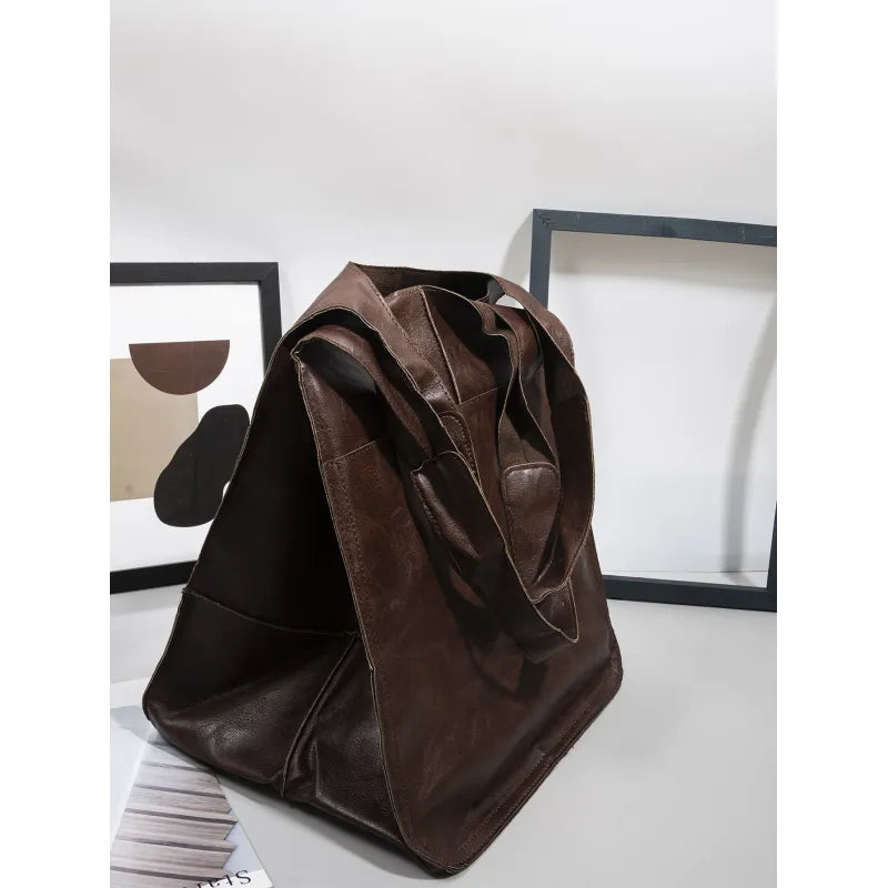 Sac fourre-tout en cuir PU élégant - Grande capacité et style multiple 