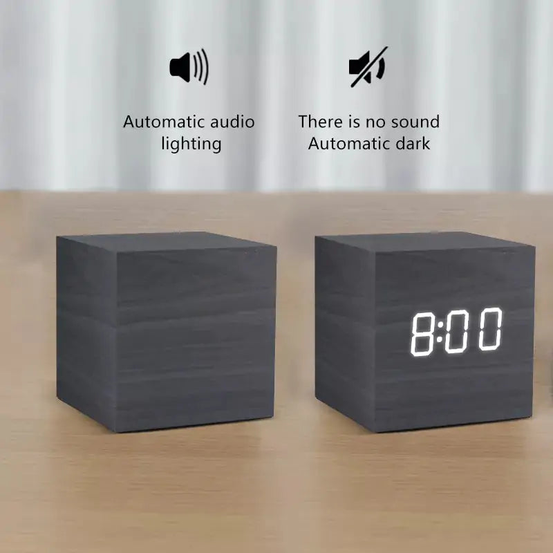 Voice-Controlled LED Wooden Alarm Clock