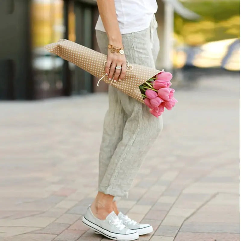 Elegant Drawstring Elastic Waist Pants
