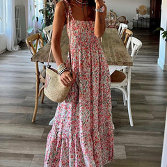 Chic Pink Printed Sleeveless Dress