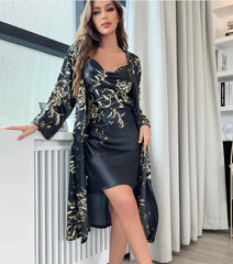 Chemise de nuit en soie glacée à imprimé cerises - Vêtements de nuit luxueux et légers