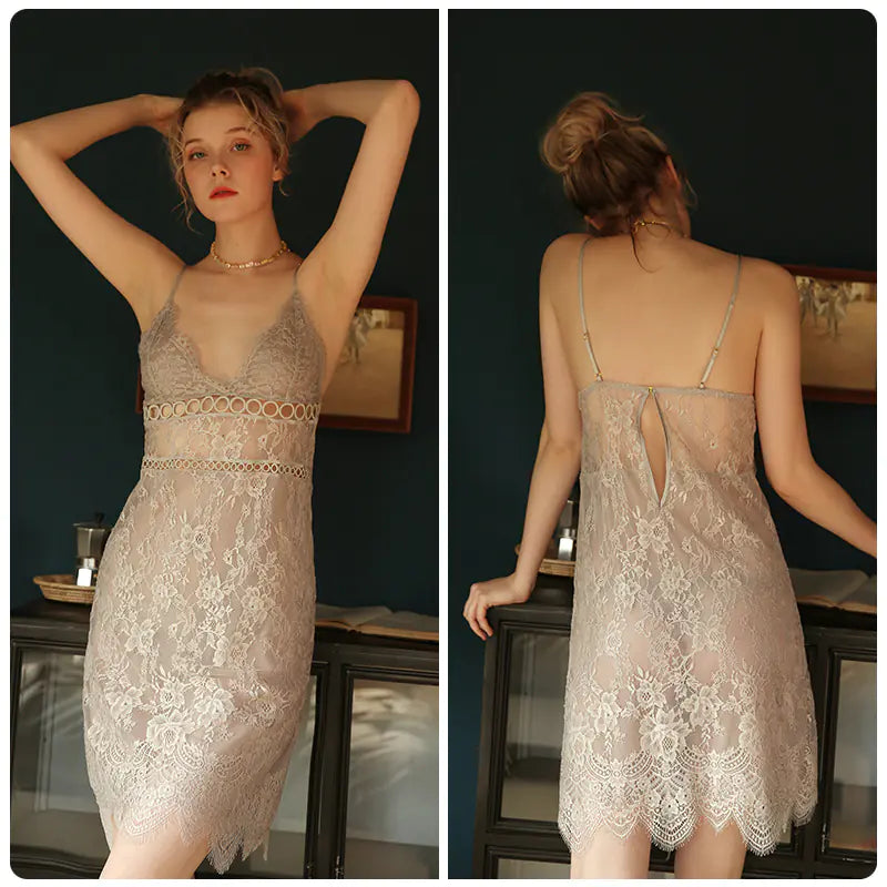 Robe de nuit cami à encolure en V élégante - Loungewear féminine élégante 