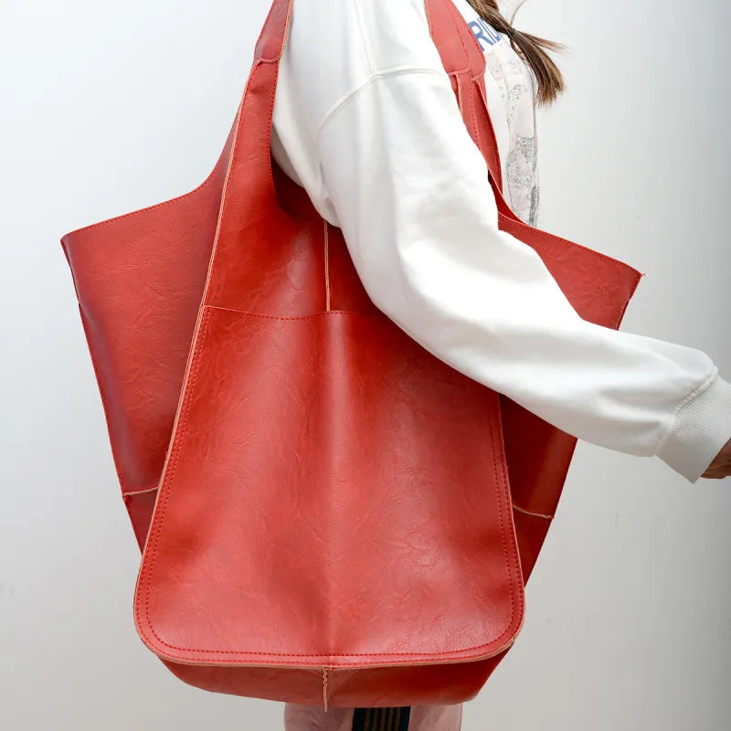 Sac fourre-tout en cuir PU élégant - Grande capacité et style multiple 