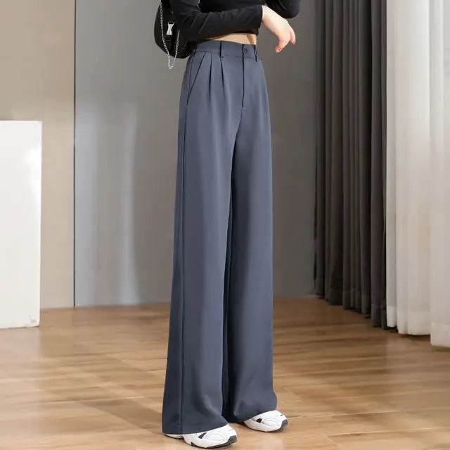 Pantalon droit taille haute vintage chic pour femme