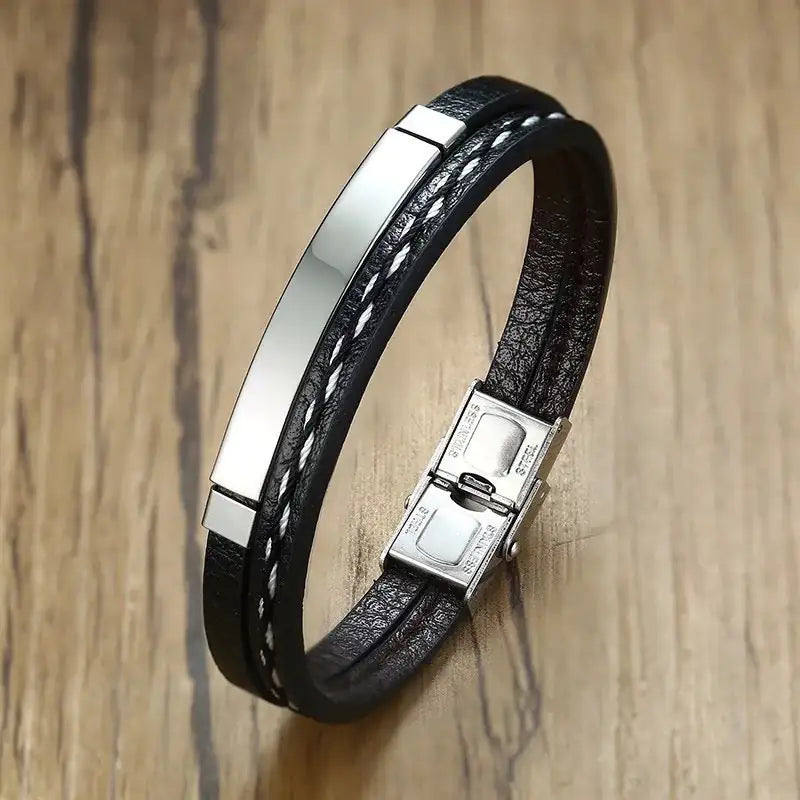 Elegant Leather Woven Bracelet - Unisex Style