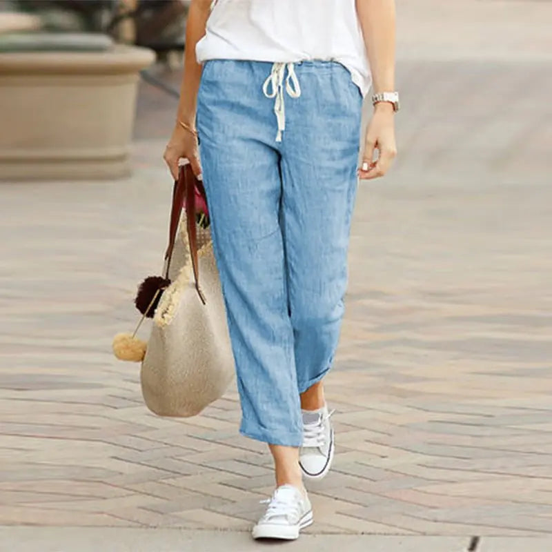 Elegant Drawstring Elastic Waist Pants