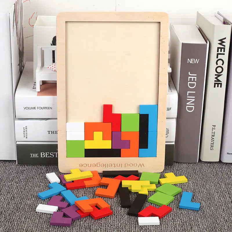 Jeu de puzzle en bois Tetris pour enfants de 3 à 9 ans. 