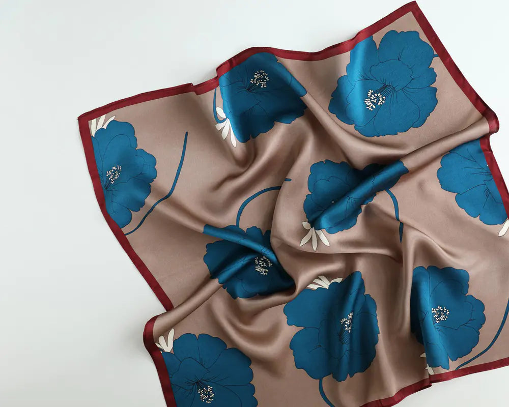 Elegant Korean Mulberry Silk Floral Scarf