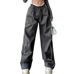 Low-Rise Baggy Cargo Pants with Elastic Drawstring