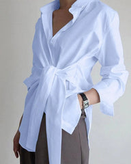 Chic Loose-Tie Long Sleeve Casual Shirt for Women