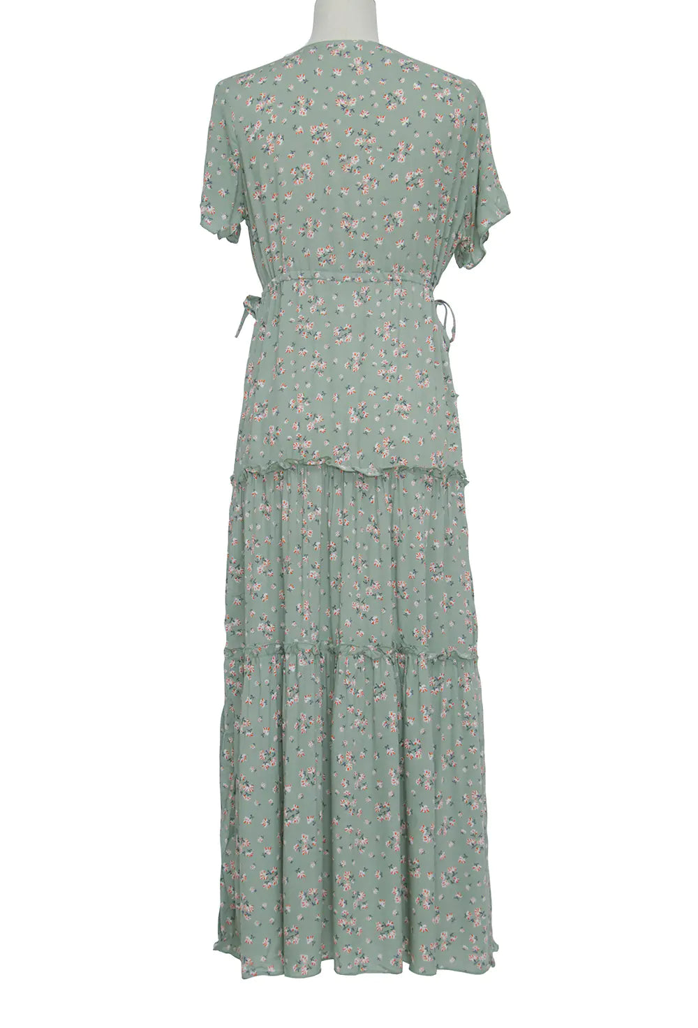 Bohemian Ruffled V-Neck Floral Maxi Dress