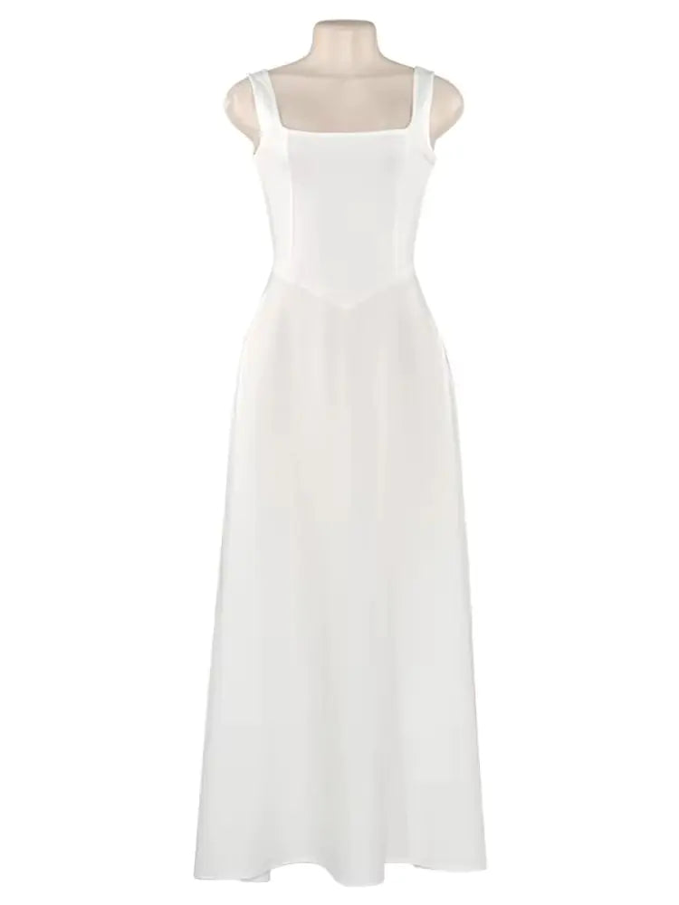Robe longue trapèze élégante à col carré - Parfaite pour les soirées