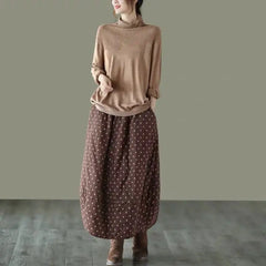 Chic Plus Size Elastic Waist Skirt with Polka Dots