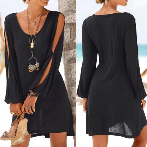 Mini-robe chic à manches ajourées pour les soirées d'été