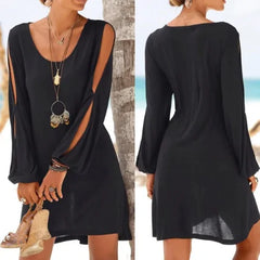 Mini-robe chic à manches ajourées pour les soirées d'été