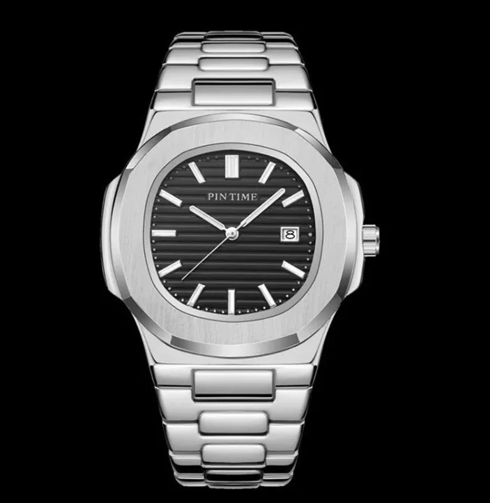 Luminous Stainless Steel Quartz Watch with Calendar