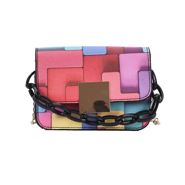 Colorful Paneled Fashion Shoulder Bag