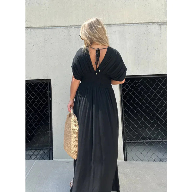 Robe en soie glacée Sunkissed Pleat Palooza - Brun gris clair