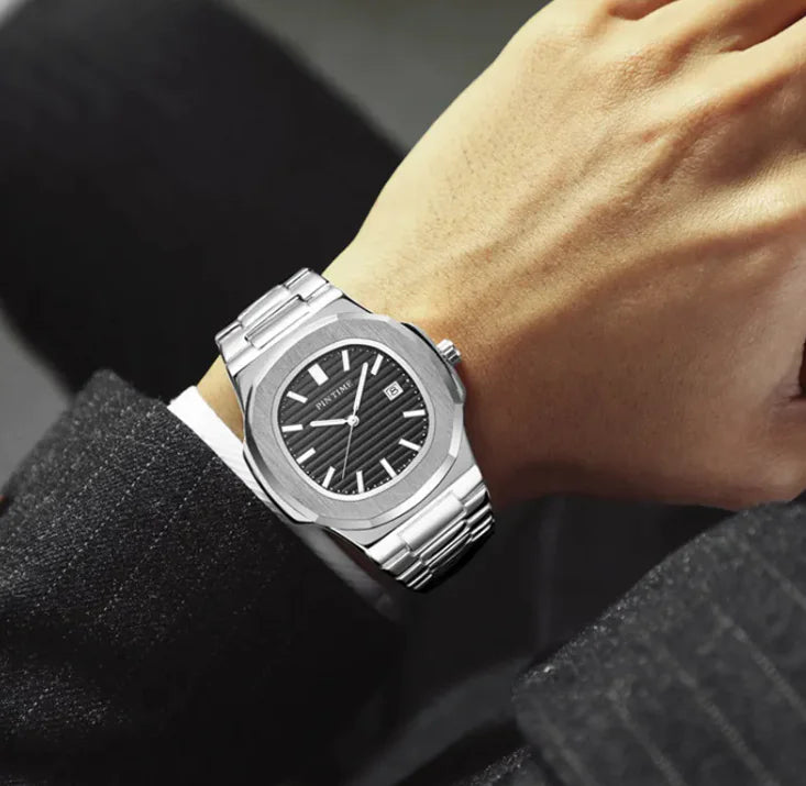 Luminous Stainless Steel Quartz Watch with Calendar
