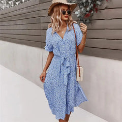 Robe mi-longue chic avec détails boutonnés - Collection Anne