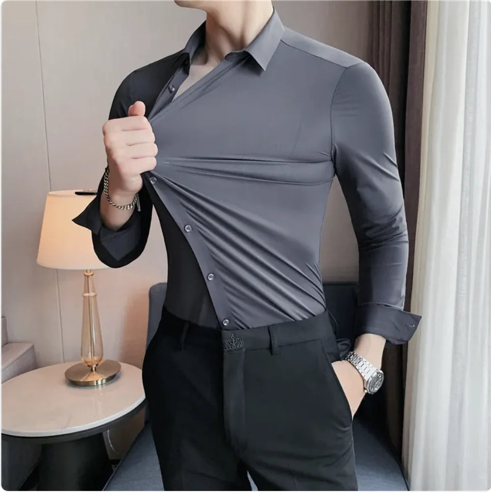 Seamless Men’s Elastic Long-Sleeve Comfort Shirt