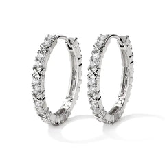Elegant Gold-Plated Zircon Cross X Hoop Earrings