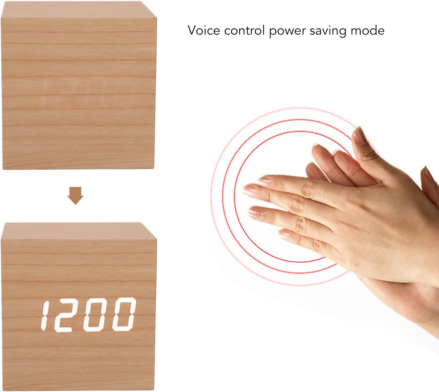Voice-Controlled LED Wooden Alarm Clock