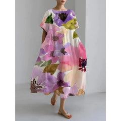 Robe longue rétro géométrique - Décontractée et élégante