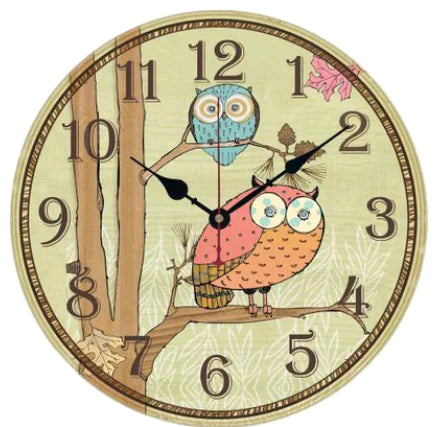 Vintage Owl Wall Clock - Rustic European Décor