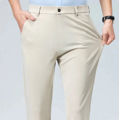 Men's Ice Silk High-Waisted Straight-Leg Trousers