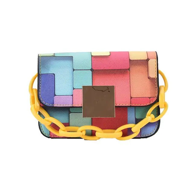Colorful Paneled Fashion Shoulder Bag