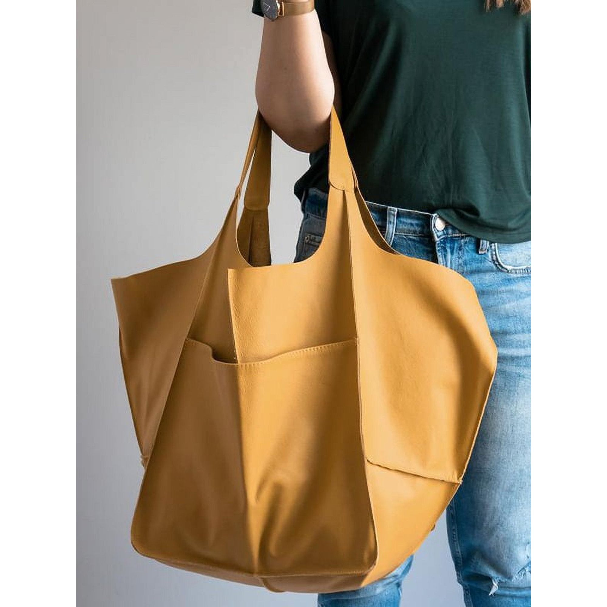 Sac fourre-tout en cuir PU élégant - Grande capacité et style multiple 