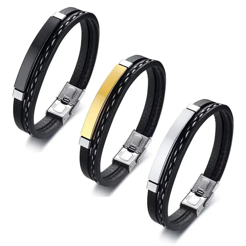 Elegant Leather Woven Bracelet - Unisex Style