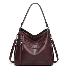 Elegant Multi-Pocket Leather Tote Bag for Women