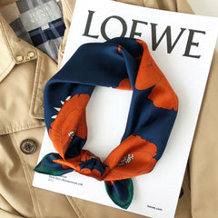 Elegant Korean Mulberry Silk Floral Scarf