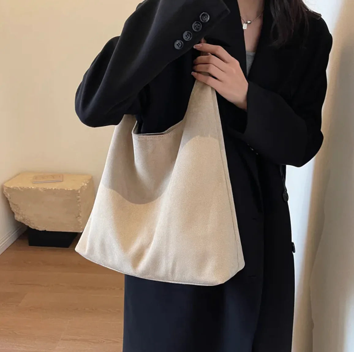 Sac bandoulière en daim style vintage | Grande capacité et sensation luxueuse
