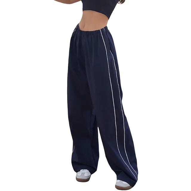 Low-Rise Baggy Cargo Pants with Elastic Drawstring