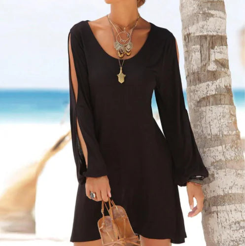 Mini-robe chic à manches ajourées pour les soirées d'été
