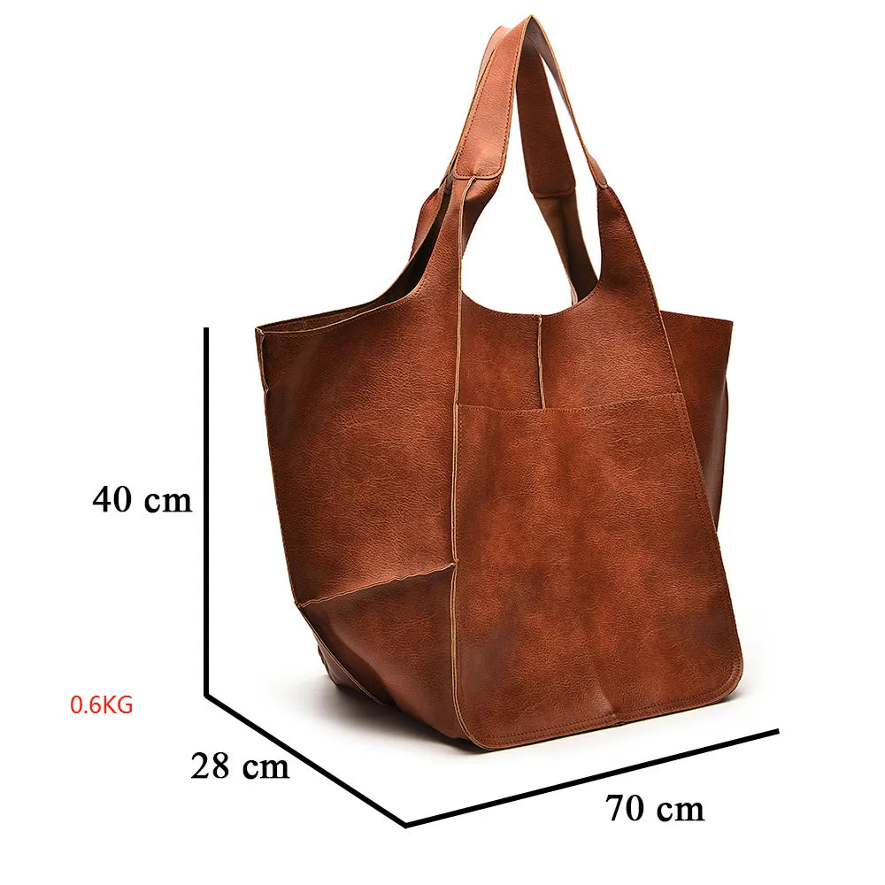 Sac fourre-tout en cuir PU élégant - Grande capacité et style multiple 