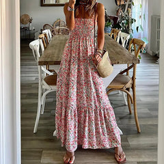 Chic Pink Printed Sleeveless Dress