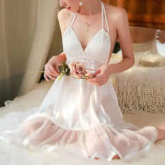 Elegant Lace & Ice Silk Women's Pajamas - Cooling Comfort