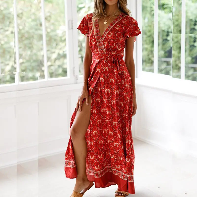 Robe Camilla Boho Chic à manches longues - Polyvalente et élégante